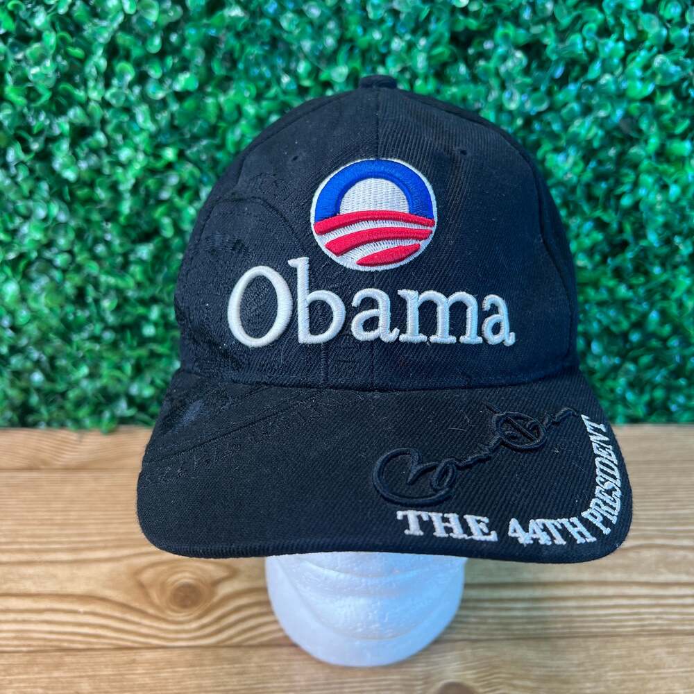 Vintage Rare Barack Obama 44th President Black Stitched Adult Hat Adjustable Cap